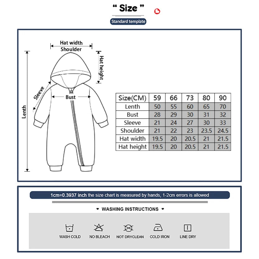 Winter Baby  Baby Unisex Long Sleeves Rompers Cartoon Cute Newborn Boy Girl Hooded Jumpsuits 0-18 Months Infant Zipper Clothes