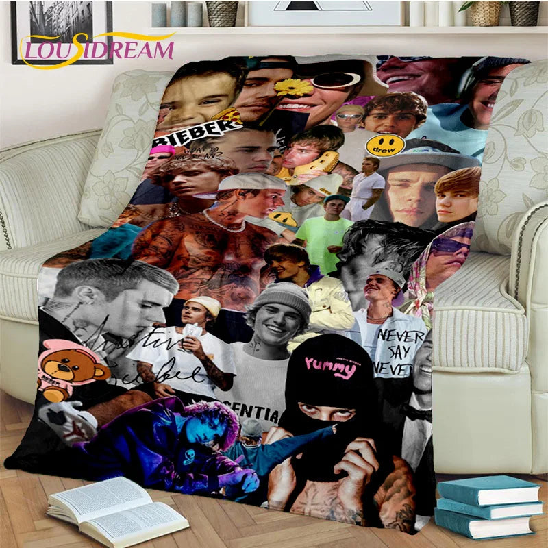 Popular Singer Justin Bieber JBiebs Blanket,Soft Throw Blanket for Home Bedroom Bed Sofa Picnic Travel Office Cover Blanket Kids