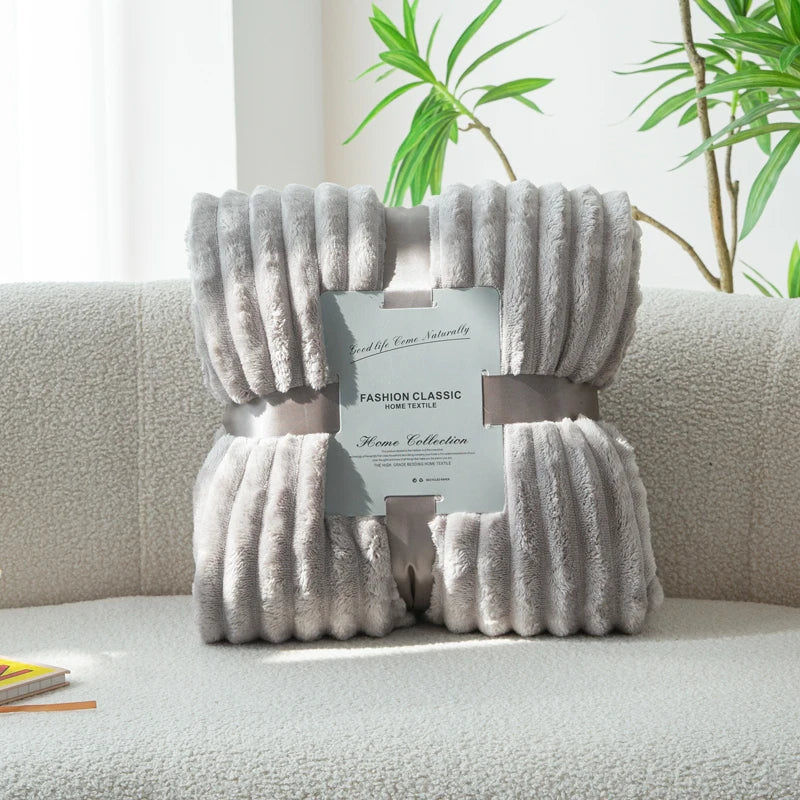 Flannel Blanket Stripe Bedspread Sofa Towel Car/Office/Travel Nap Blankets Home Soft Plaid Warm Bed Blanket cobijas de camas