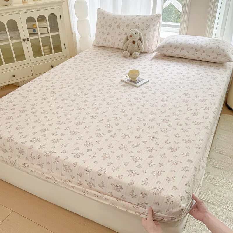 Soft Bedsheets Floral Style Bed Cover Elastic Bed Linen for Home Non-slip Fitted Sheet постельное белье (Pillowcase Need Order)