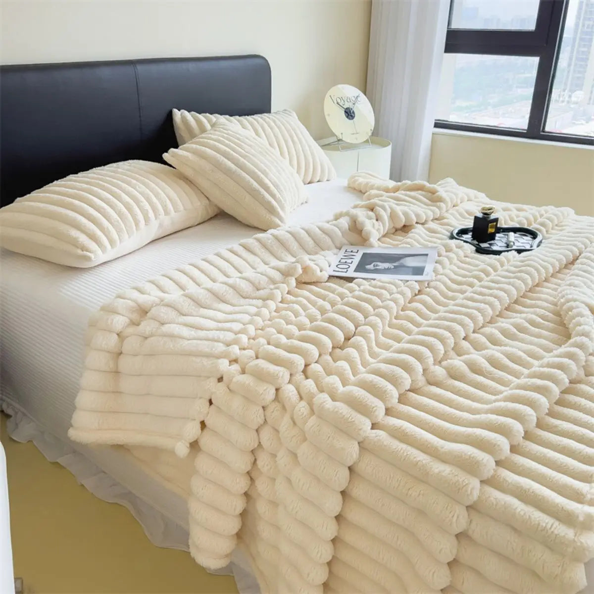 Solid Color Thickened Wide Striped Multifunctional Blanket Can Be Used As Bed Sheet Cover Blanket Nap Blanket  Pet Blanket