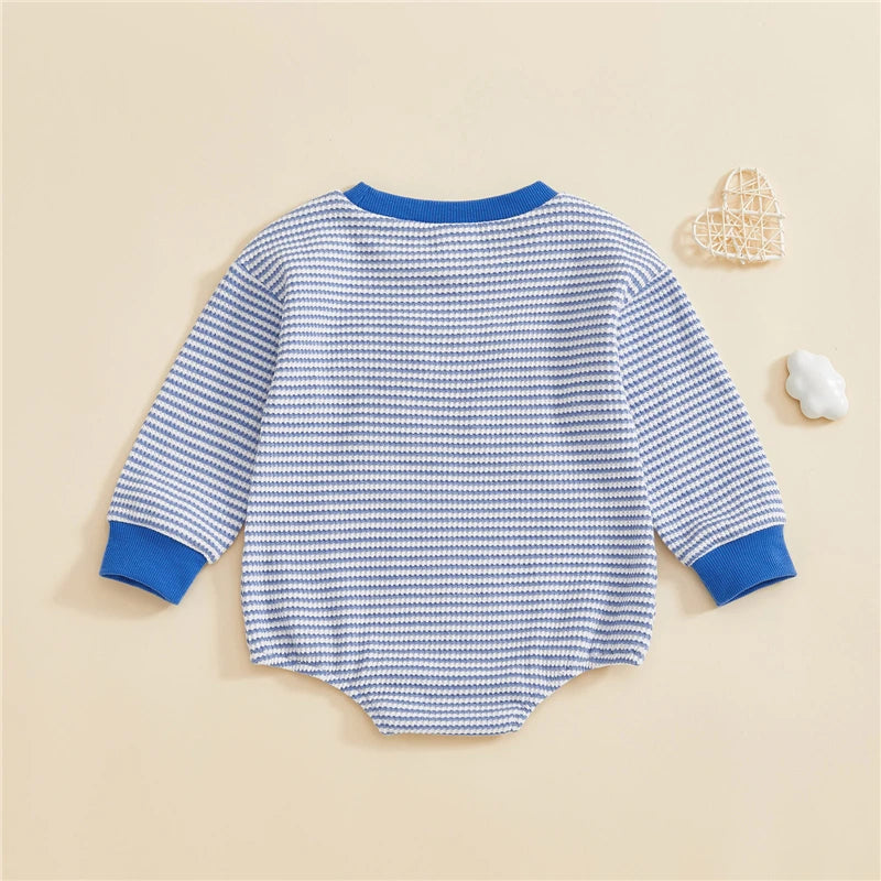 Fashion Baby Romper Autumn Baby Boy Clothes Cotton Striped Embroidery Letter Infant Romper Newborn Clothing 3-18 Months