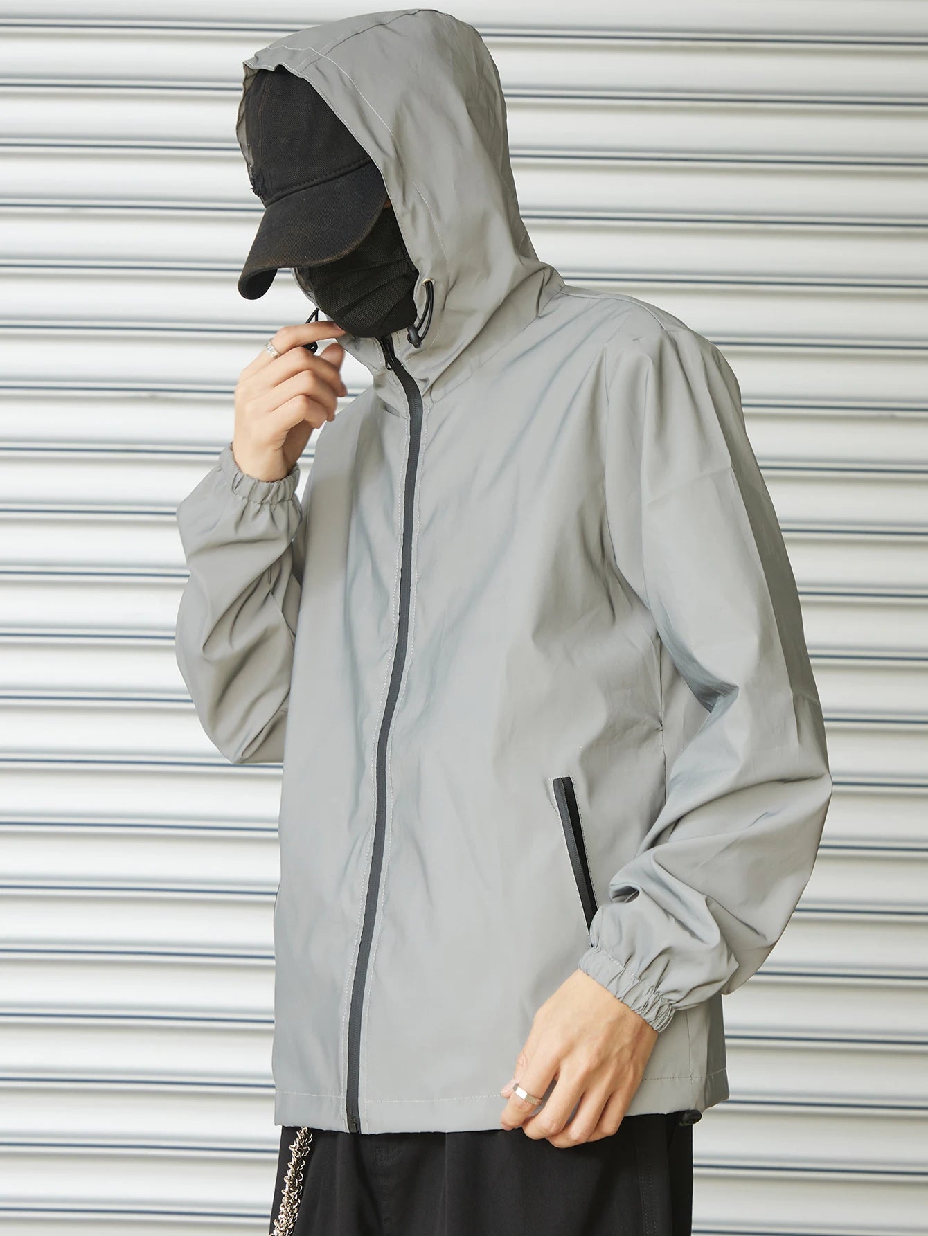 Night Reflective Clothes Spring New Men's Hooded Jacket Outdoor Run Casual Windproof Coat Couples Hip-hop Streetwear S-5XL