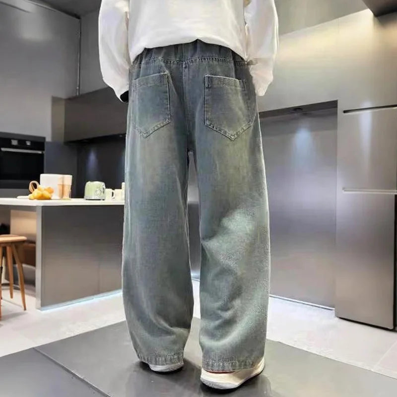 Boys' jeans, handsome and versatile, children's pants, casual boys' pants, street style fashion, spring and autumn seasons