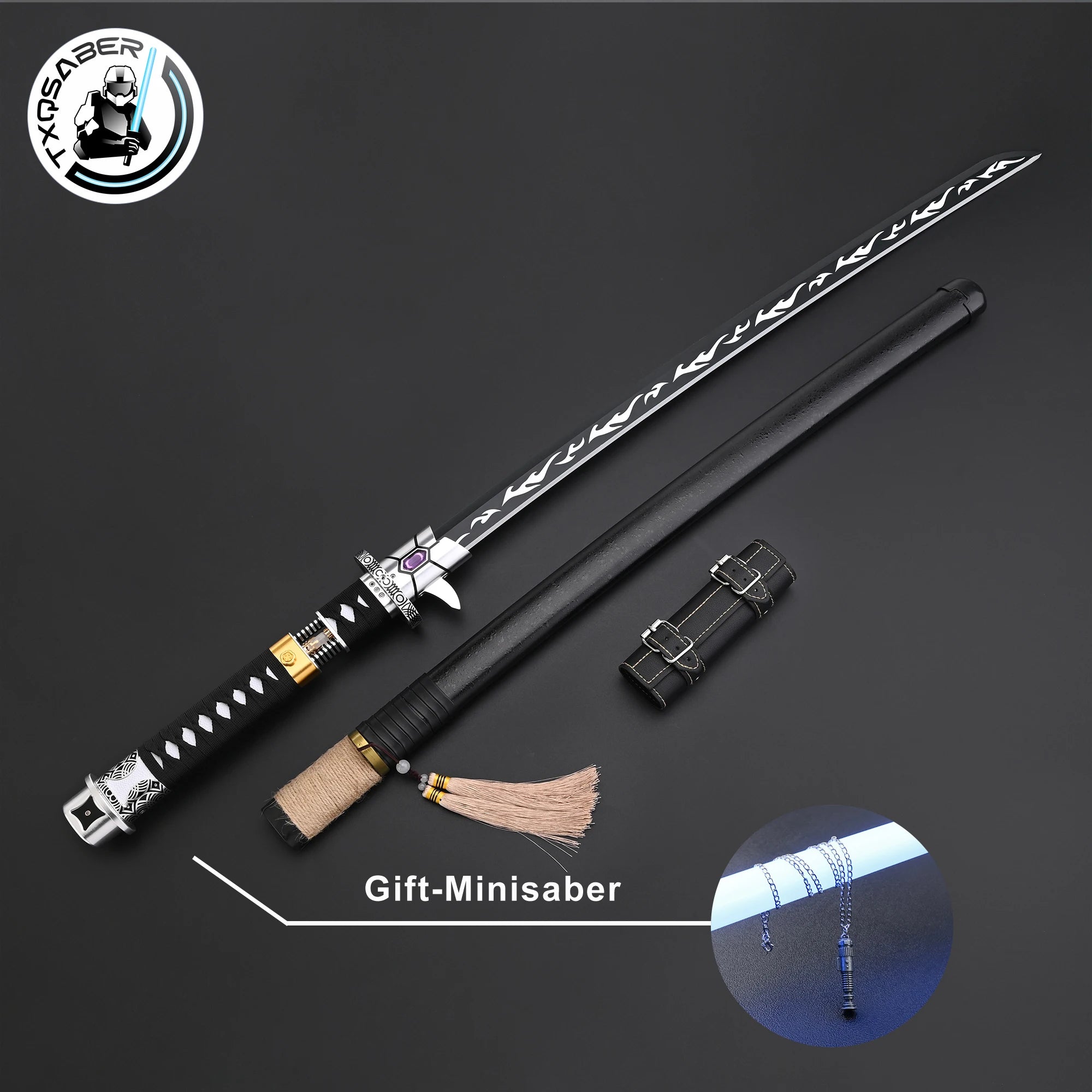 TXQSABER Dark Katana Christmas Smooth Swing Metal Lightsaber 27sound Gesture control Saber Force Skywalke Gift Fonts Laser Sword