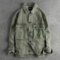 Heavy do old washed coffee color denim jacket men retro trend three-dimensional pocket youth cardigan coat