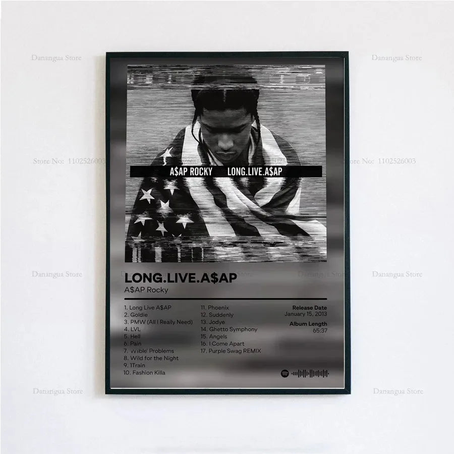 New ASAP Rocky Testing Live Love D.M.B.Tracklist Music Album Cover Poster Prints Wall Art Painting Picture Photo Room Home Decor