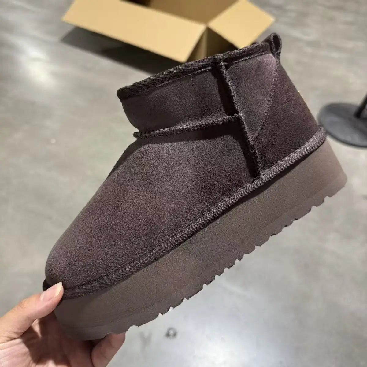 2026 New Classic Ultra Mini Platform Boots Leather Suede Wool Comfort Winter Womens Fur Slippers Size 35-43