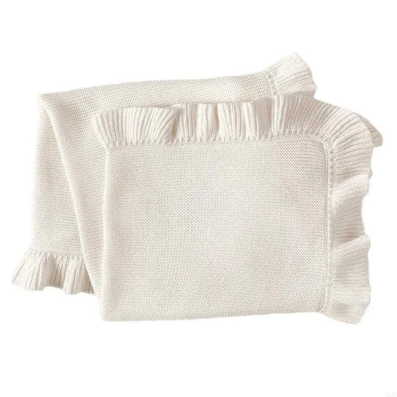 Baby Blanket for Newborns Cotton Ruffle Knitted Wrap Towel Soft and Breathable Bed Blanket for Autumn Winter 75x95cm