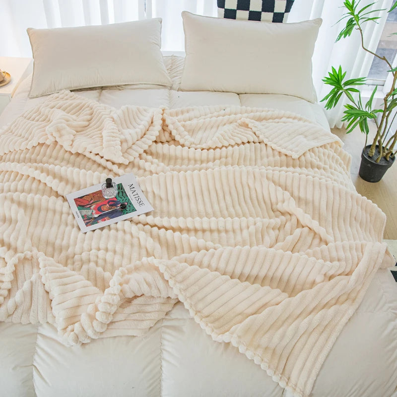 Flannel Blanket Stripe Bedspread Sofa Towel Car/Office/Travel Nap Blankets Home Soft Plaid Warm Bed Blanket cobijas de camas