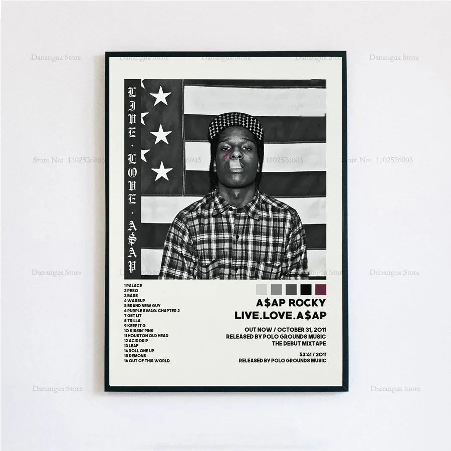 New ASAP Rocky Testing Live Love D.M.B.Tracklist Music Album Cover Poster Prints Wall Art Painting Picture Photo Room Home Decor