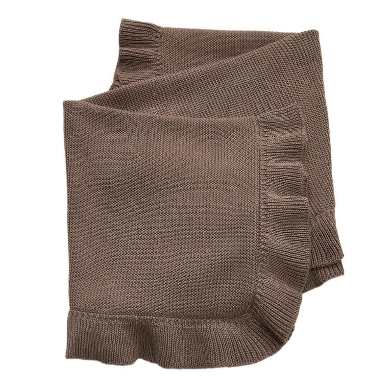 Baby Blanket for Newborns Cotton Ruffle Knitted Wrap Towel Soft and Breathable Bed Blanket for Autumn Winter 75x95cm