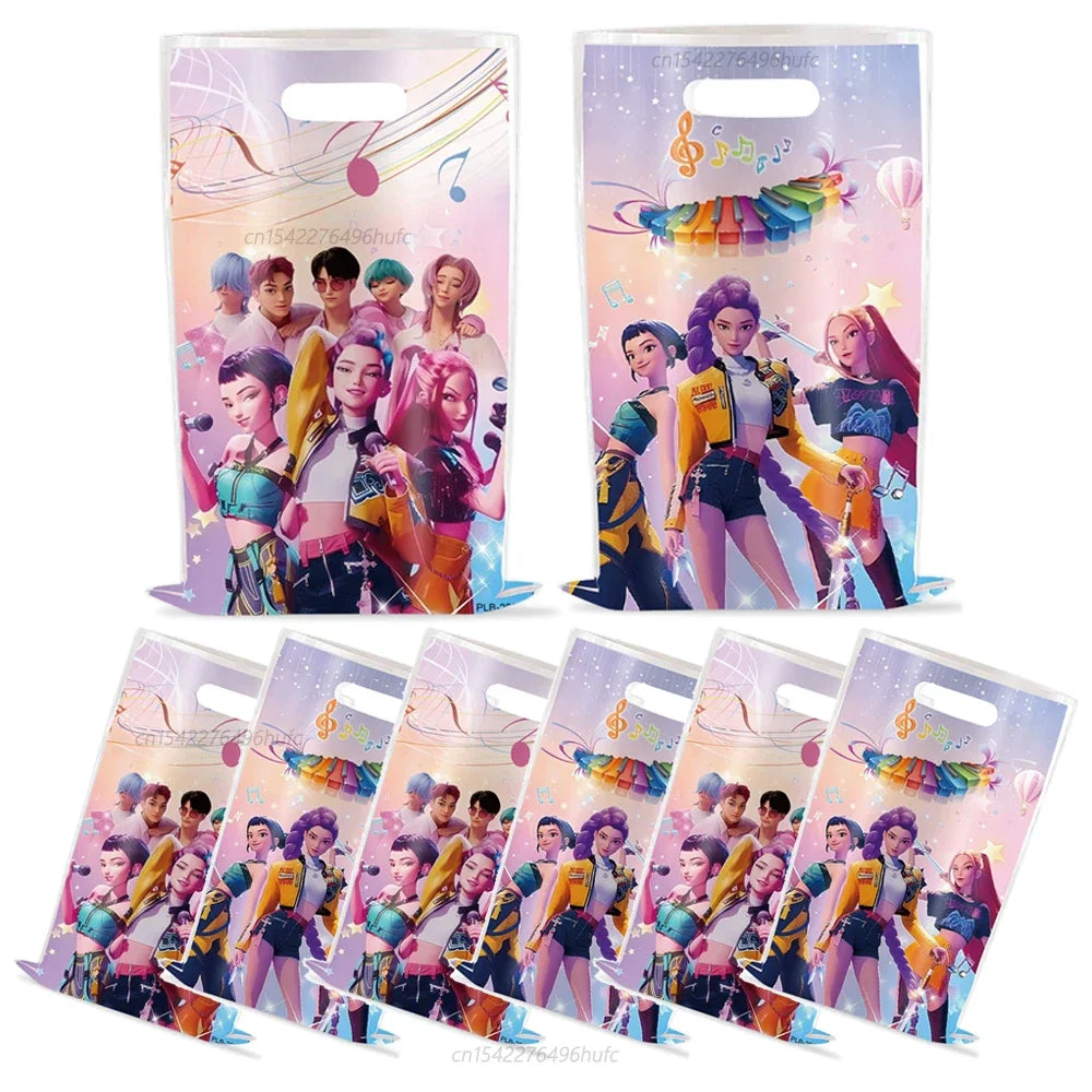 10Pcs Kpop Demon Hunters Gifts Bags Disposable Candy Bag for Kids Theme Birthday Party Supplies Goody Bags Favors Baby Shower