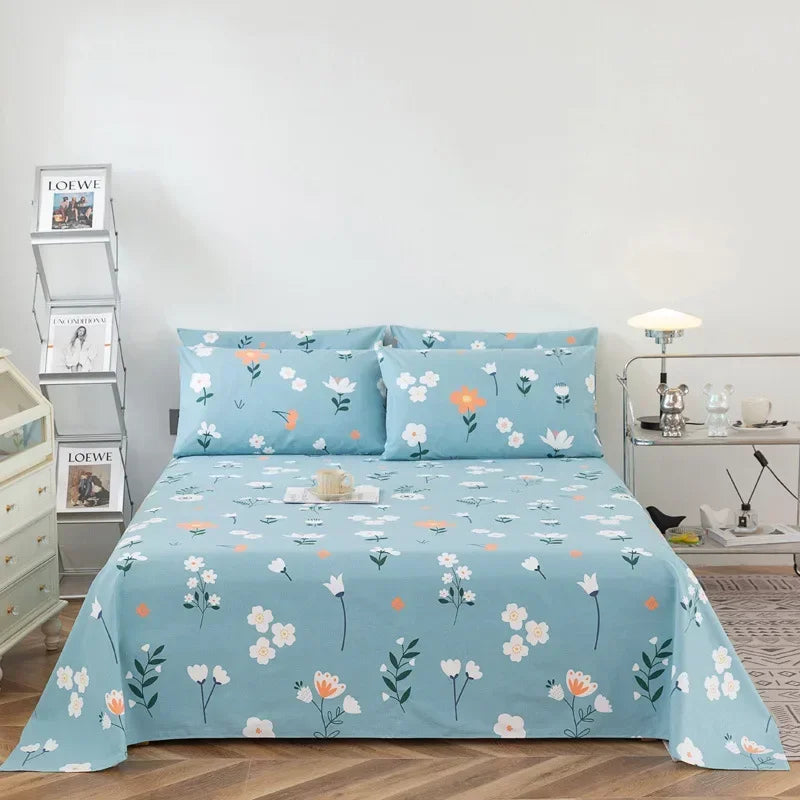 Soft 100% Cotton Coarse Cloth Bed Sheet Thick Sleep Naked Single Double Bedsheet Comfortable Durable Breathable Bed Sheets Queen