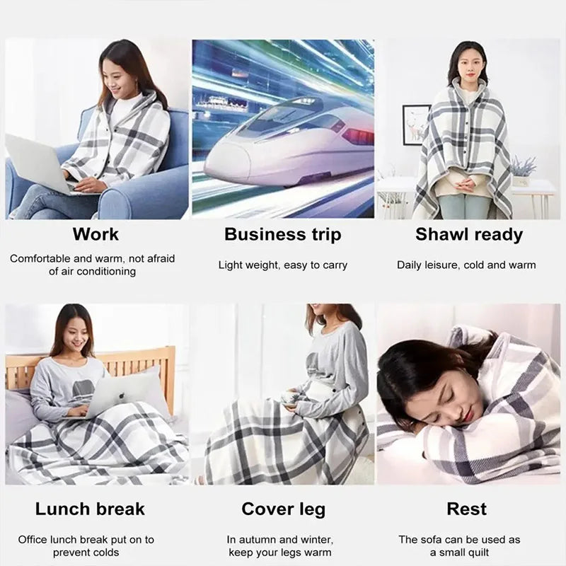 Buckled Shawl Blanket Winter Warm Wearable Blanket Office Dormitory Nap Shawl Blankets Soft Casual Travel Camping Scarf Wrap Rug