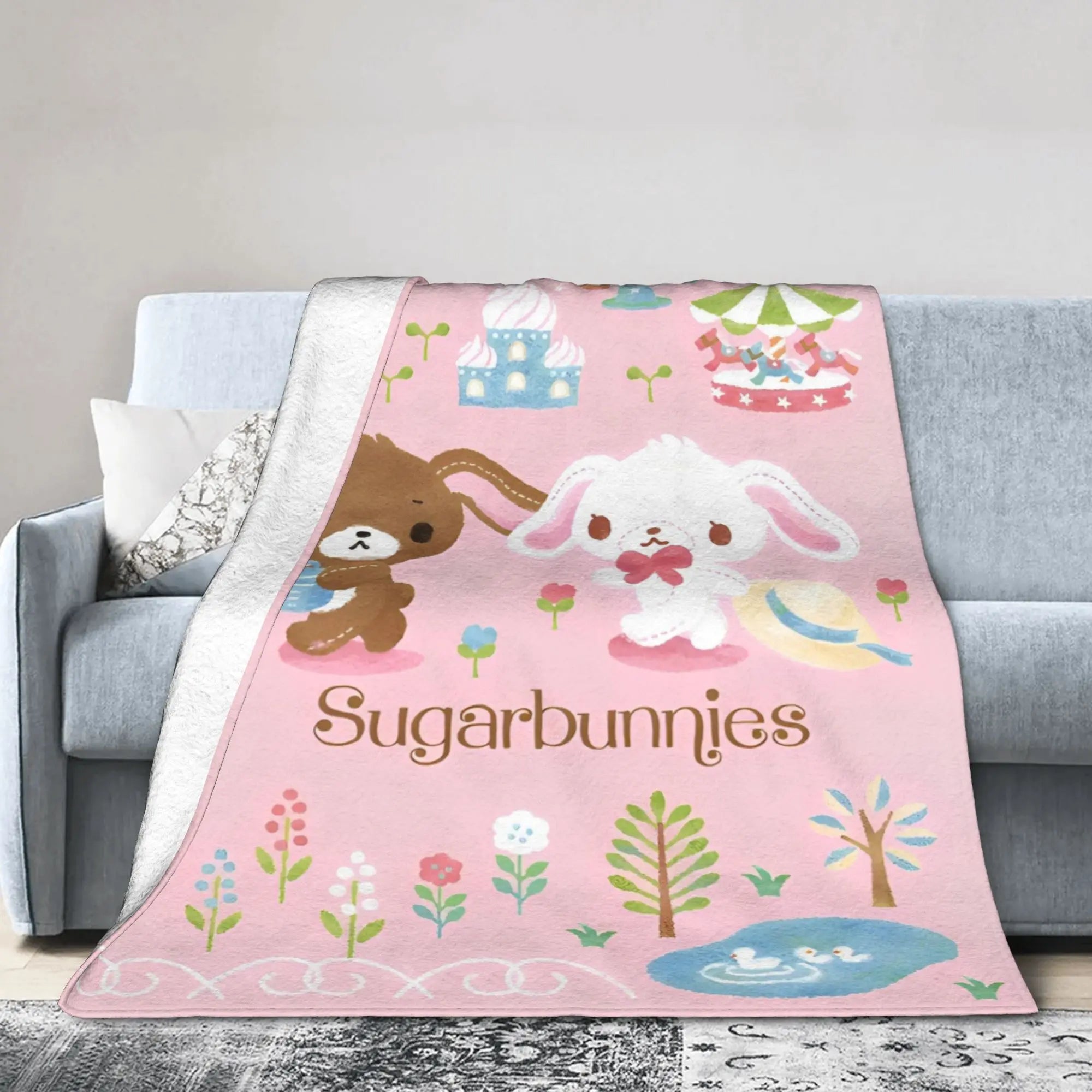 Cartoon Sugarbunnies Blanket  Fleece Awesome Soft Throw Blankets for Bedspread  Winter