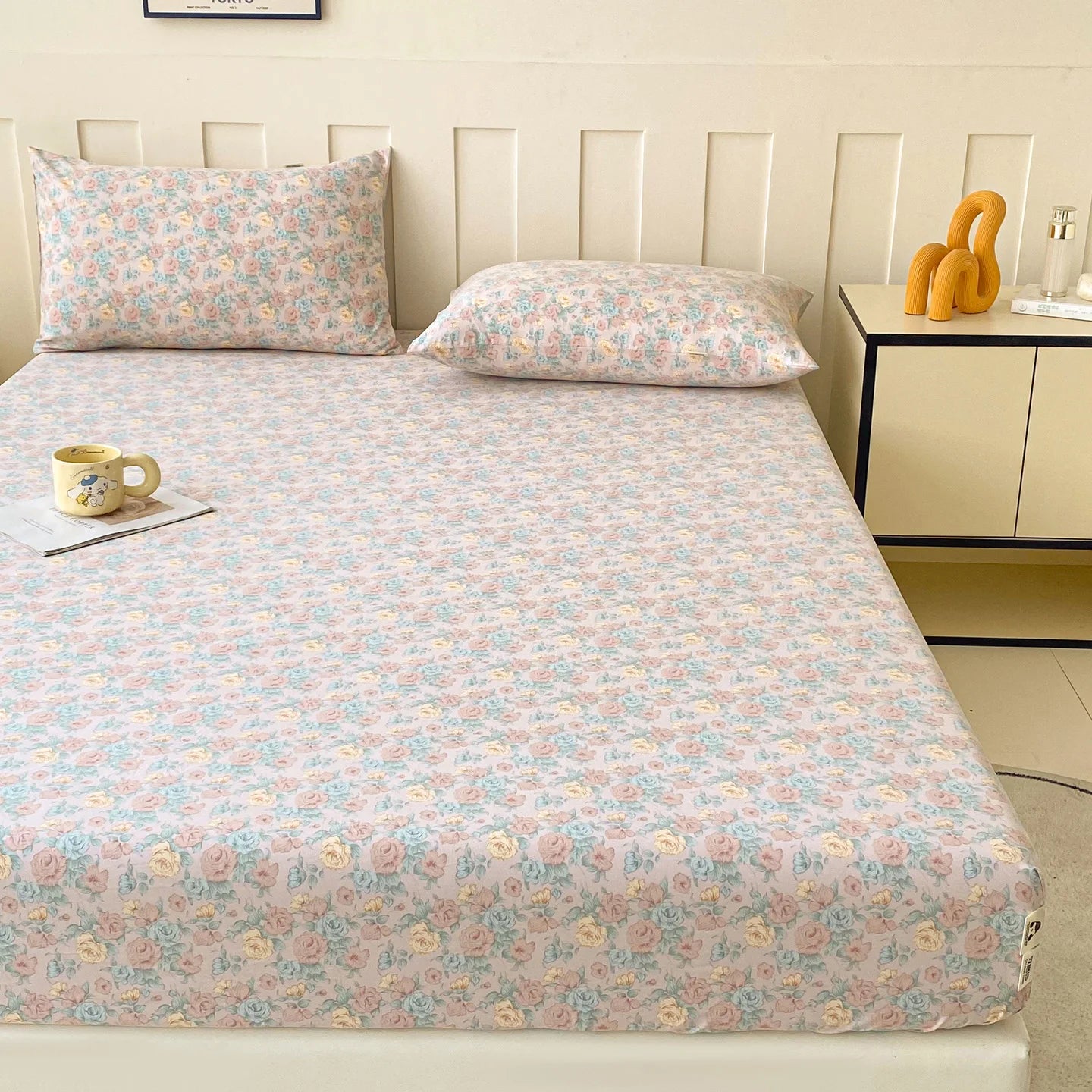 Soft Bedsheets Floral Style Bed Cover Elastic Bed Linen for Home Non-slip Fitted Sheet постельное белье (Pillowcase Need Order)