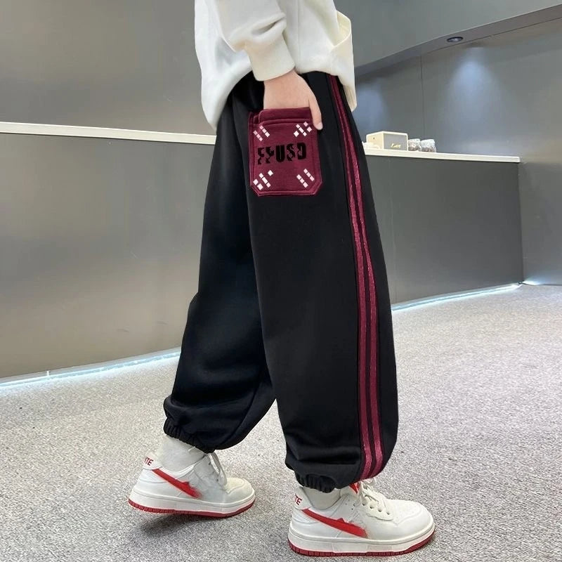 Boys' Cotton Casual Pants Kids Grey Trousers Sweatpants Outdoor Clothes for Children Boys Clothing 10 To 14 Years 2025 New