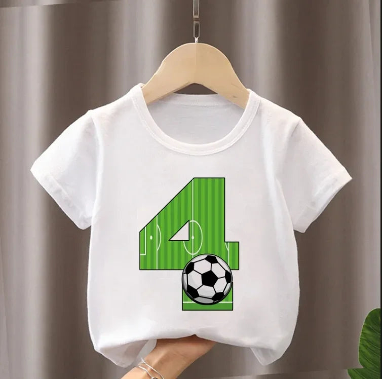 Cute Boys Girls Football T Shirts Birthday Shirt 2-9Years Boy Soccer Sport T-Shirt for Kids Birthday Gift Tshirt Tops White