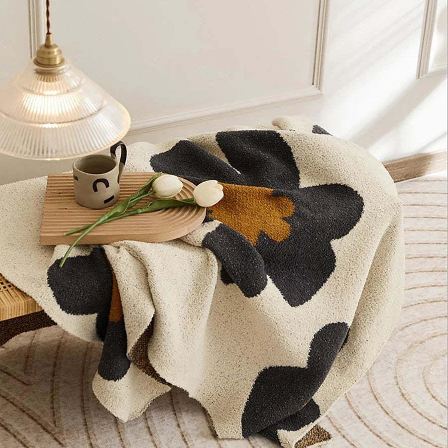 Knitted Velvet Blanket Ins Style Sunflower Nap Blanket Camping Warm Single Person Leisure Thick Blanket Sofa Air Conditioning