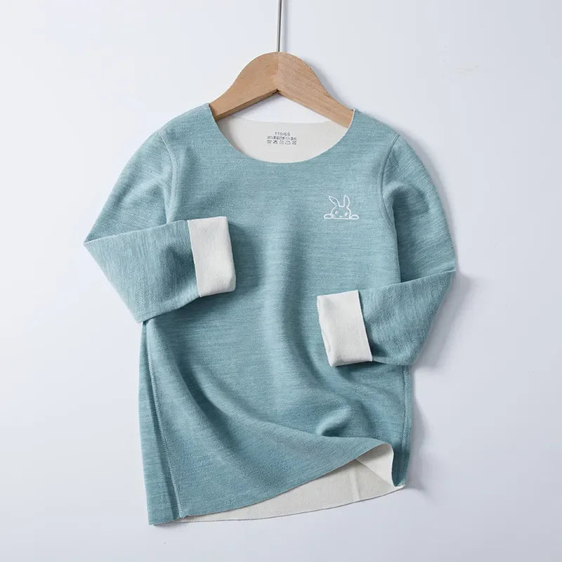 Children's T-shirt Winter Fleece Warm Long Sleeve Underwear for Boys Soft Cozy Home Girls Tops 13 14 15 Years Teens Kids Clothes