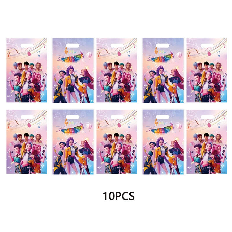 10Pcs Kpop Demon Hunters Gifts Bags Disposable Candy Bag for Kids Theme Birthday Party Supplies Goody Bags Favors Baby Shower