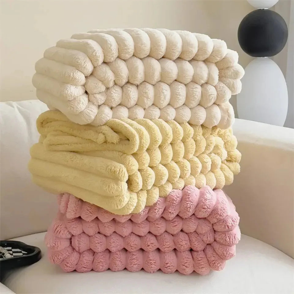 Solid Color Thickened Wide Striped Multifunctional Blanket Can Be Used As Bed Sheet Cover Blanket Nap Blanket  Pet Blanket