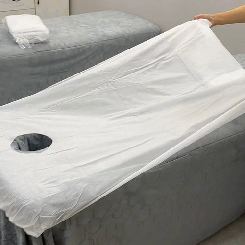 20PCS Disposable Bed Cover for Beauty Salon Open Hole Spa Massage Soft Bed Sheets Non-woven Fabric Breathable Elastic Bedspread