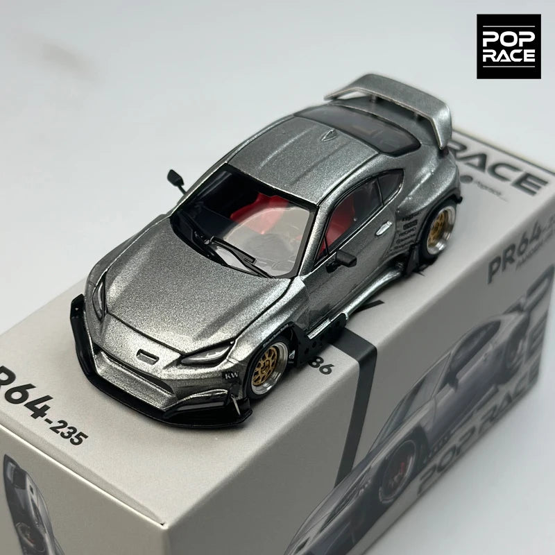 POPRACE 1:64 PANDEM GR86 Silver alloy car model 235