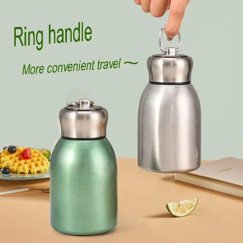 New High-value Mini Chubby Big Belly Cup 304 Stainless Steel Vacuum Thermos Cup Portable Carrying Ring Accompanying Cup