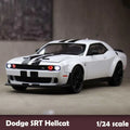 Simulation 1/24 Scale Dodge Challenger SRT Hellcat Alloy Car Model Sound Light Children Toy Vehicle Metal Miniature Voiture