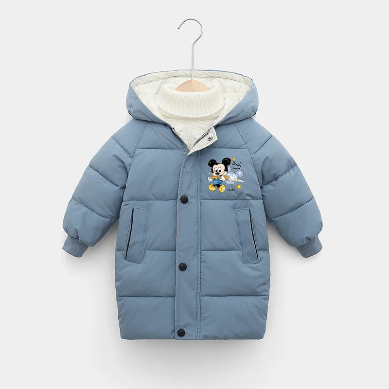 Winter Teen Boys Jacket -10℃ Thick Hooded Parka Warm down Cotton Snowsuit for 2-10Y Kids Fashionable Snow Gear