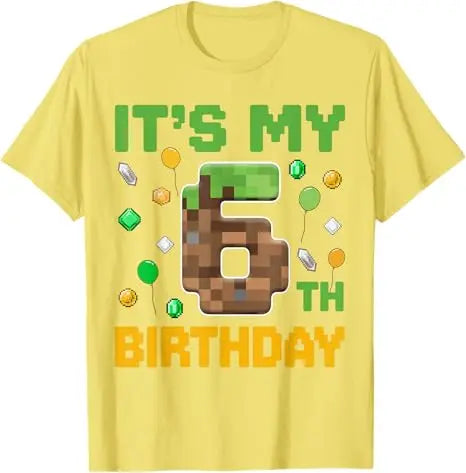 Birthday-Boy It's My 6th Birthday Gamer Pixel Number Six T-Shirt Fashion Sons Nephew Grandson B-day Gift Video Game Saying Tee