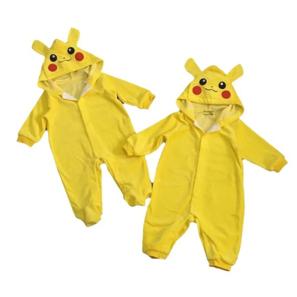 Cute Cartoon Pikachu Cosplay Costume Kawaii Newborn Baby Romper Pajamas Toddler Rompers Onesie Winter Pajamas Clothes