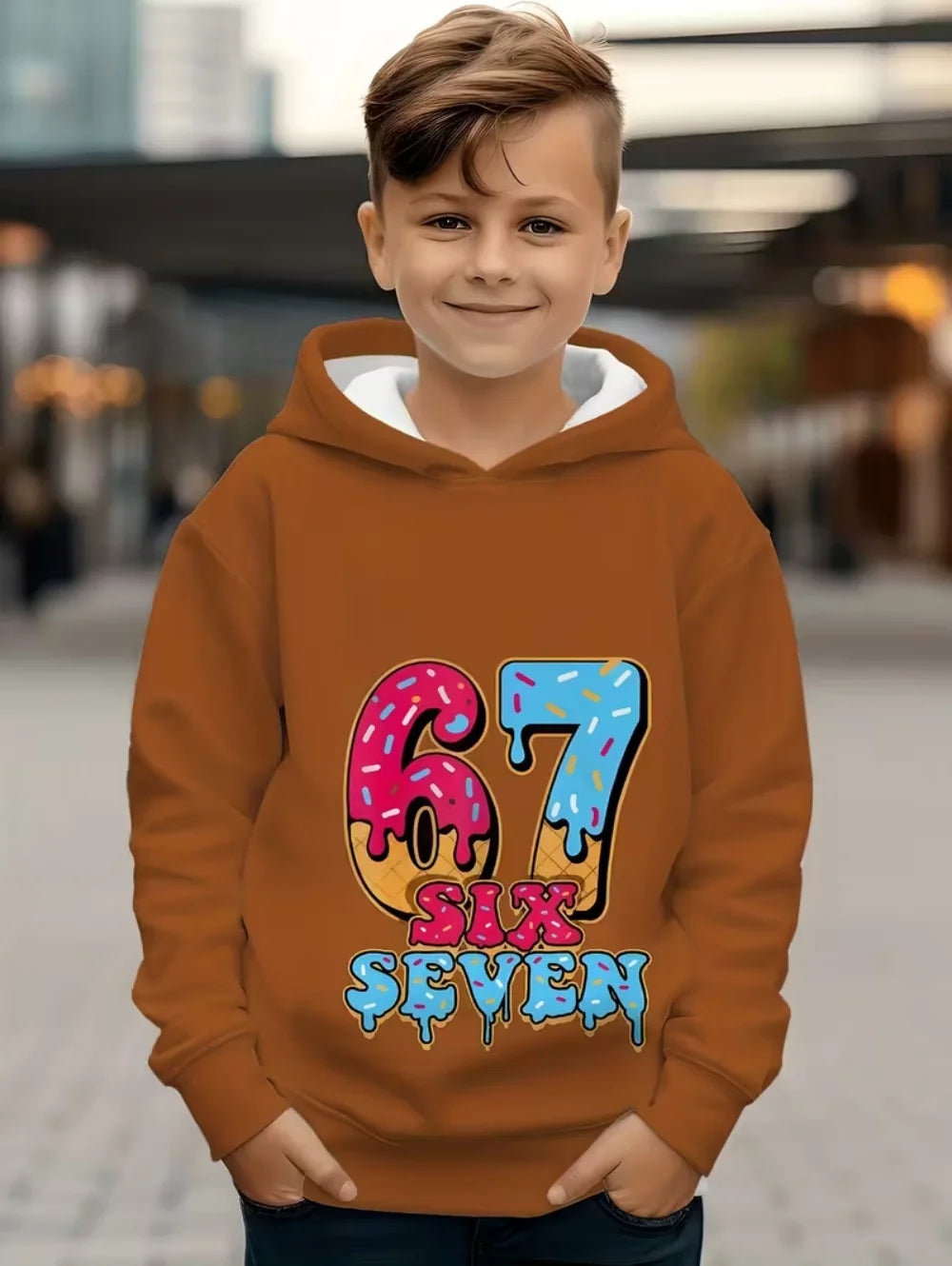 Fun Six Seven 6 7 Meme Design Hoodie for Kids Chaotic Humor Y2k Game Saying Tee Novelty Gift Boys Top Fashion Children's Clothes