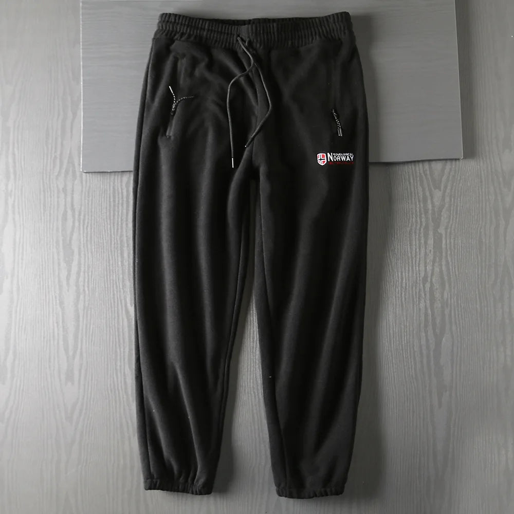 New Winter Casual Thickened Fleece Warm Sweatpants Men Outdoor Elastic Waist Norway Sport Joggers Pants Loose Male Trousers