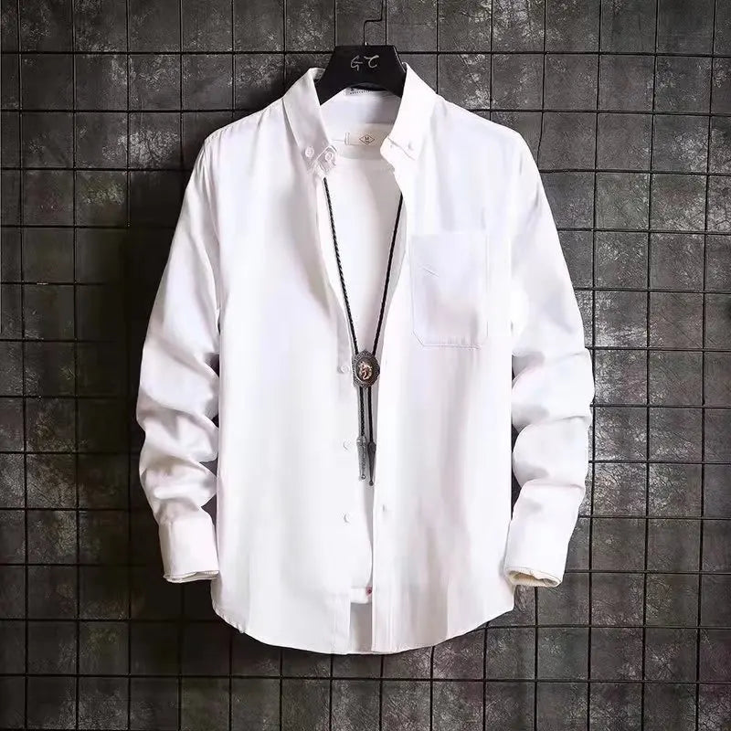 Retro Japanese Sle Casual Ox Cloth irt Men's Summer Thin Long Sve Workwear Sun Protection Outerwear Loose Fit