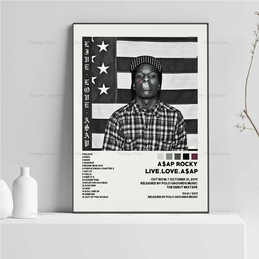 New ASAP Rocky Testing Live Love D.M.B.Tracklist Music Album Cover Poster Prints Wall Art Painting Picture Photo Room Home Decor