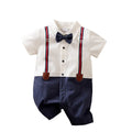 Handsome Jumpsuit Spring and Autumn Baby Boys Suits Cotton Onesie Newborn Toddler Short Sleeve 0-18 months Gentleman Tie Outfit