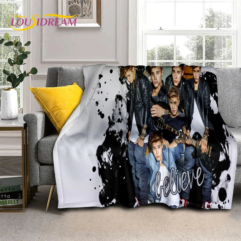 Popular Singer Justin Bieber JBiebs Blanket,Soft Throw Blanket for Home Bedroom Bed Sofa Picnic Travel Office Cover Blanket Kids