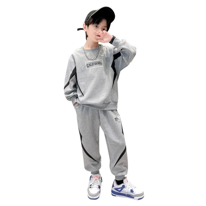 Kids Clothes Boys Spring Pullover Top & Sport Pants 2 Pieces Suit Teenage Boy Trendy Letter Tracksuit Sweatshirt Outfit