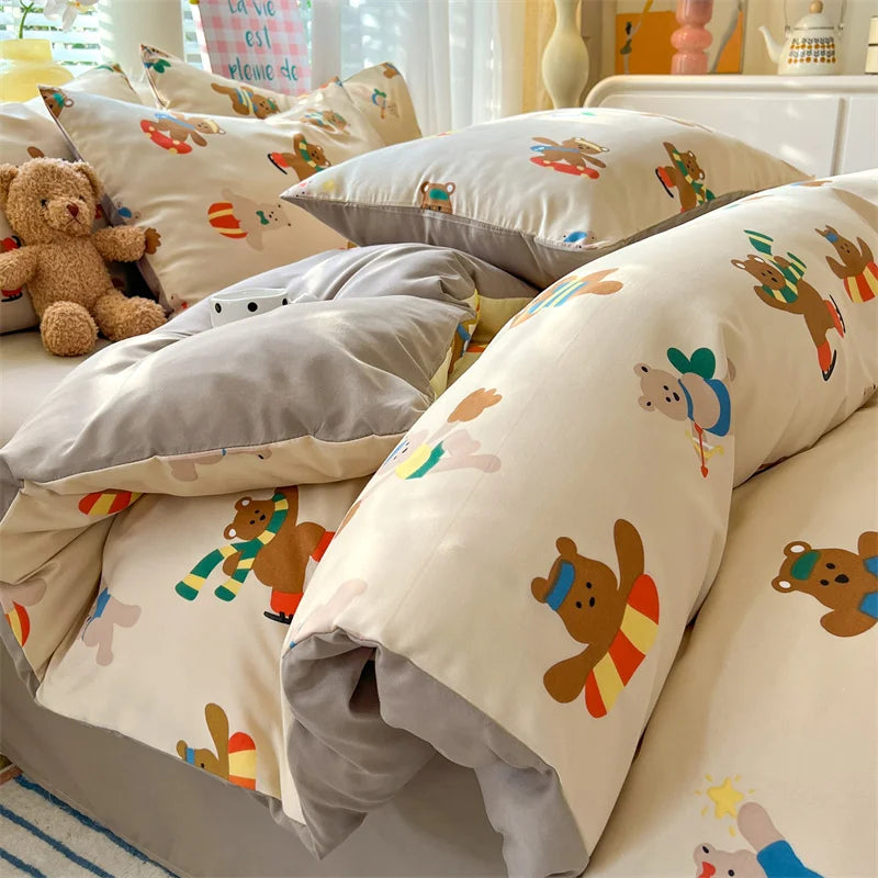 Skin-friendly Bedding Floral Style Duvet Cover Pillowcase with Bedsheet Home Bed Linen Set Soft Bedclothes juegos de sábanas