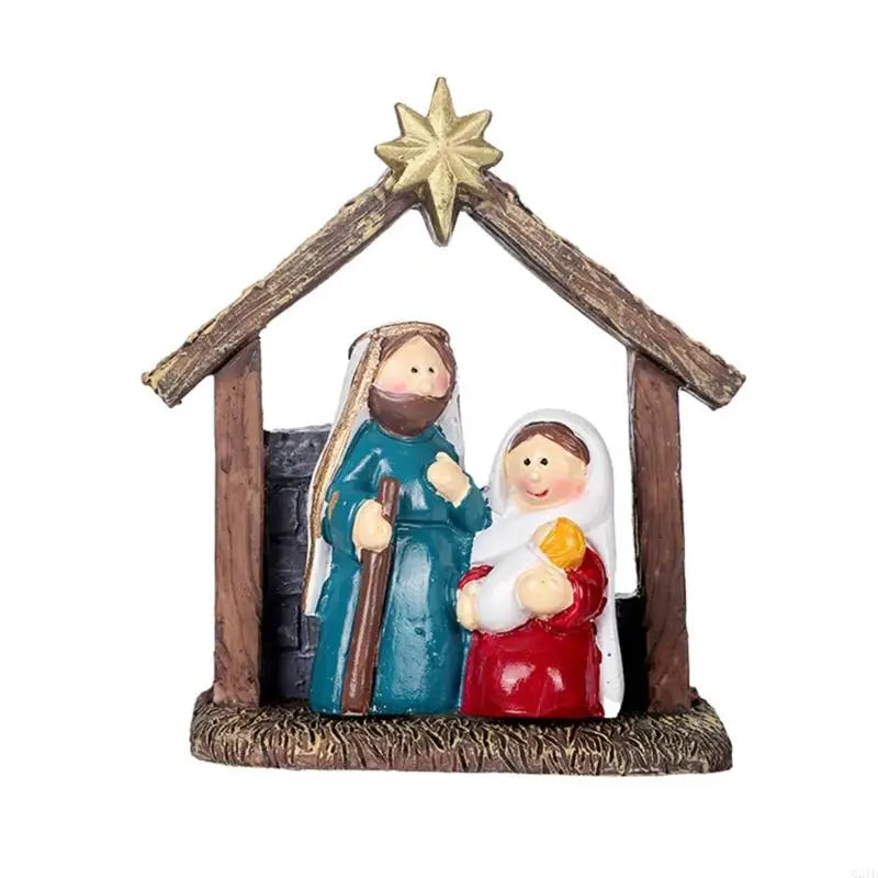 Handcraft Resin Nativity Scene Figurine Holy Family Statue Perfect For Christmas Home Decors And Religious Celebration
