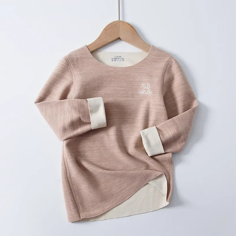 Children's T-shirt Winter Fleece Warm Long Sleeve Underwear for Boys Soft Cozy Home Girls Tops 13 14 15 Years Teens Kids Clothes