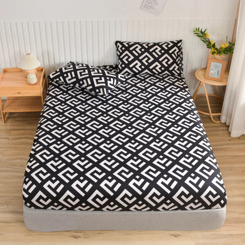 Simple Style Bedsheet Breathable Bed Cover Fitted Sheet with Elastic Band Mattress Protector Home Bed Linen (No Pillowcase)