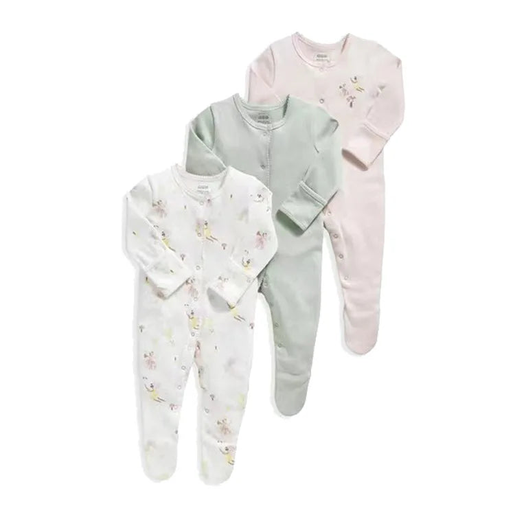 3 Pcs/Lot Autumn Winter Long Sleeve Casual Sweet Baby Girl Romper 100%Cotton Soft Newborn Jumpsuits Clothes