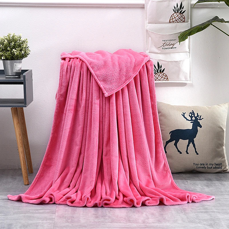 Soft Warm Blankets For Beds Winter Mink Throw Solid Sofa Cover Bedspread Winter Plaid Blankets  Winter Sheet Bedspread 3size