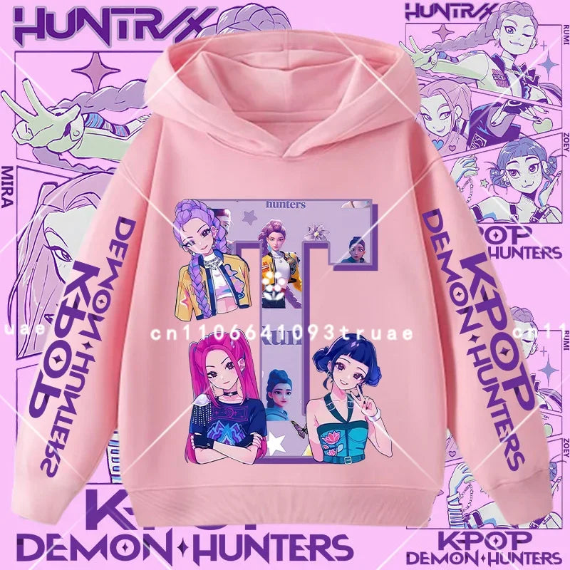 K-pop Demon Hunters girls' sportswear boys' casual shirt children's hooded shirt autumn-winter long-sleeve New model letter A-Z