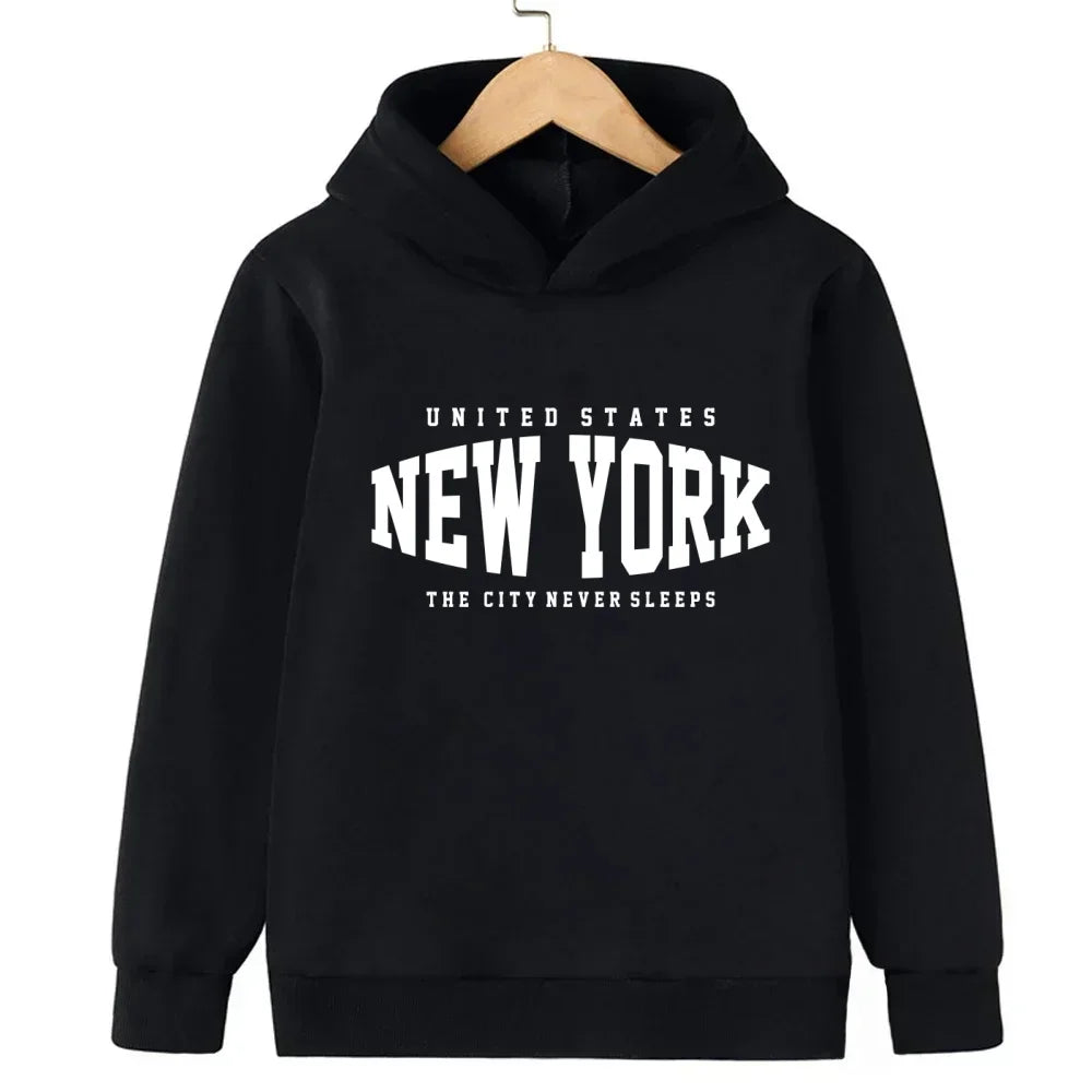 New York Boys and Girls Hoodies Autumn/Winter Hoodies Long Sleeves Classic Casual Minimalist Jackets Children's Letter Hoodies