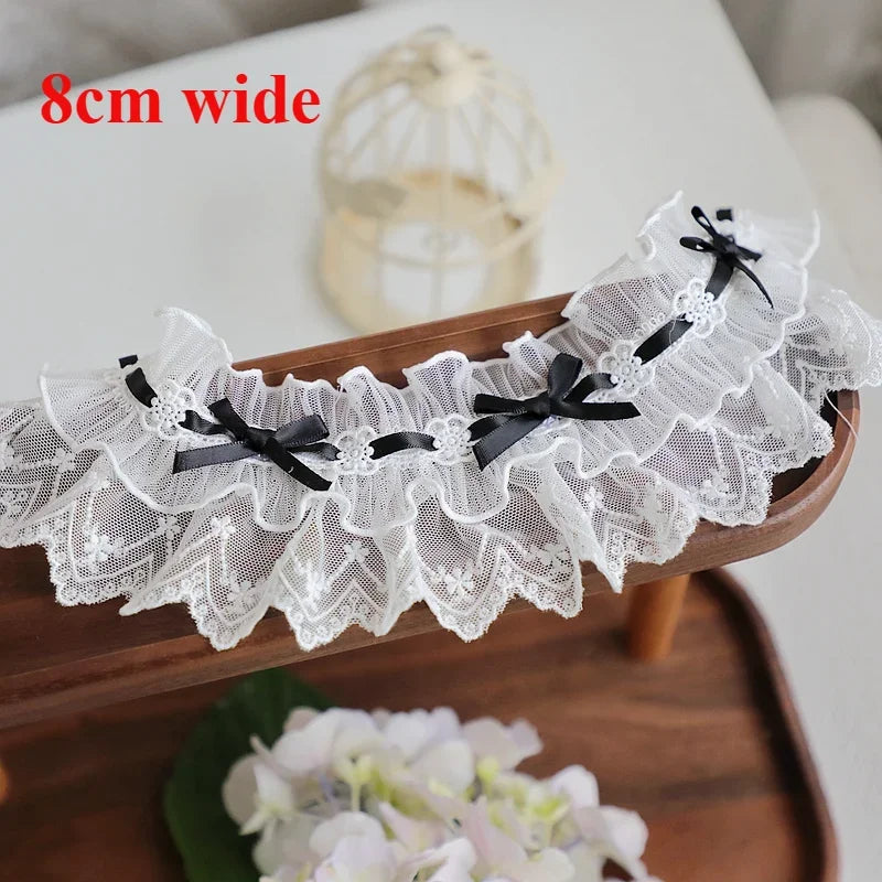 Off White Lace Ribbon Accessories Handmade DIY Extended Clothes Pleated Sewing Decorative Fabric Skirt Hem Fabric Lace Trim 1Yds